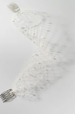 Birdcage Schleier mit Perlen