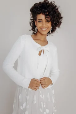 Braut Cardigan aus Stretch-Strick mit Schleife