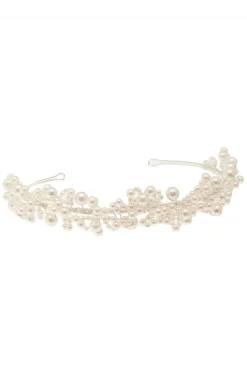 Braut Diadem mit Perlen in Ivory