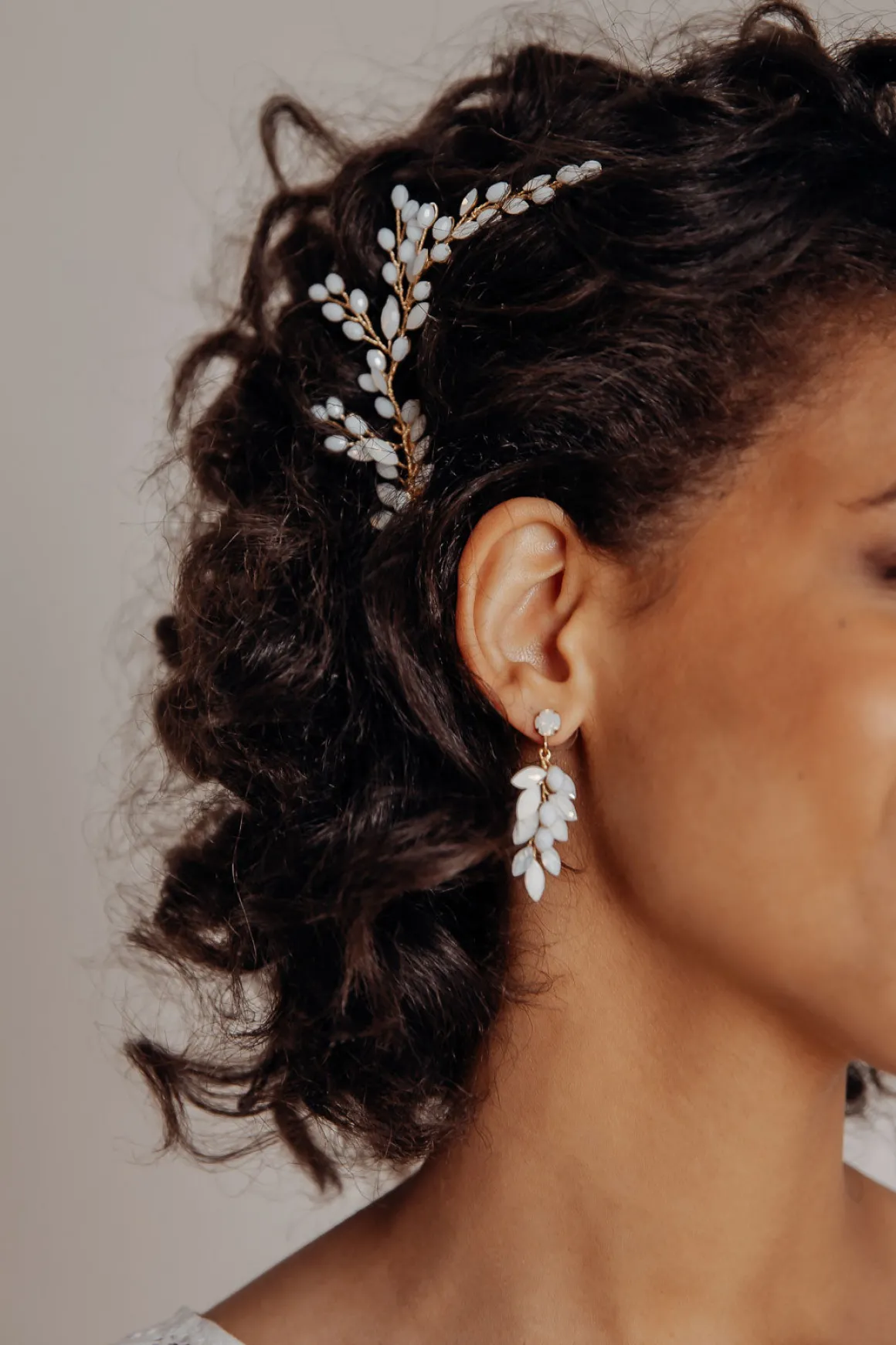 Braut Haarklammer, Haarschmuck mit Opalsteinen