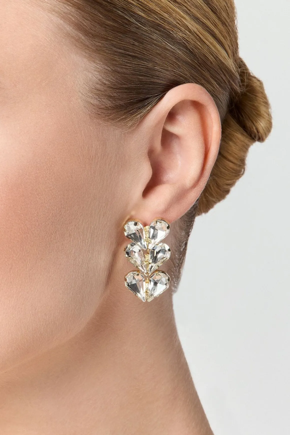 Braut Ohrstecker mit Strass-Herzchen