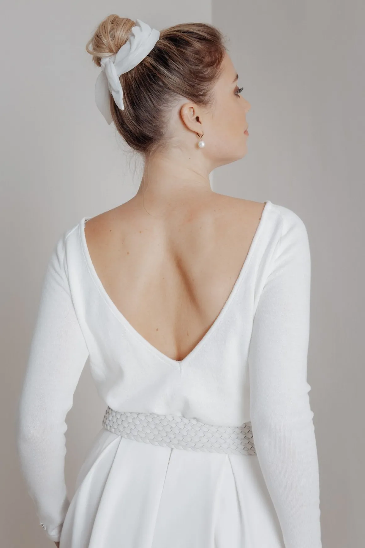 Braut Pullover aus Feinstrick mit V-Ausschnitt