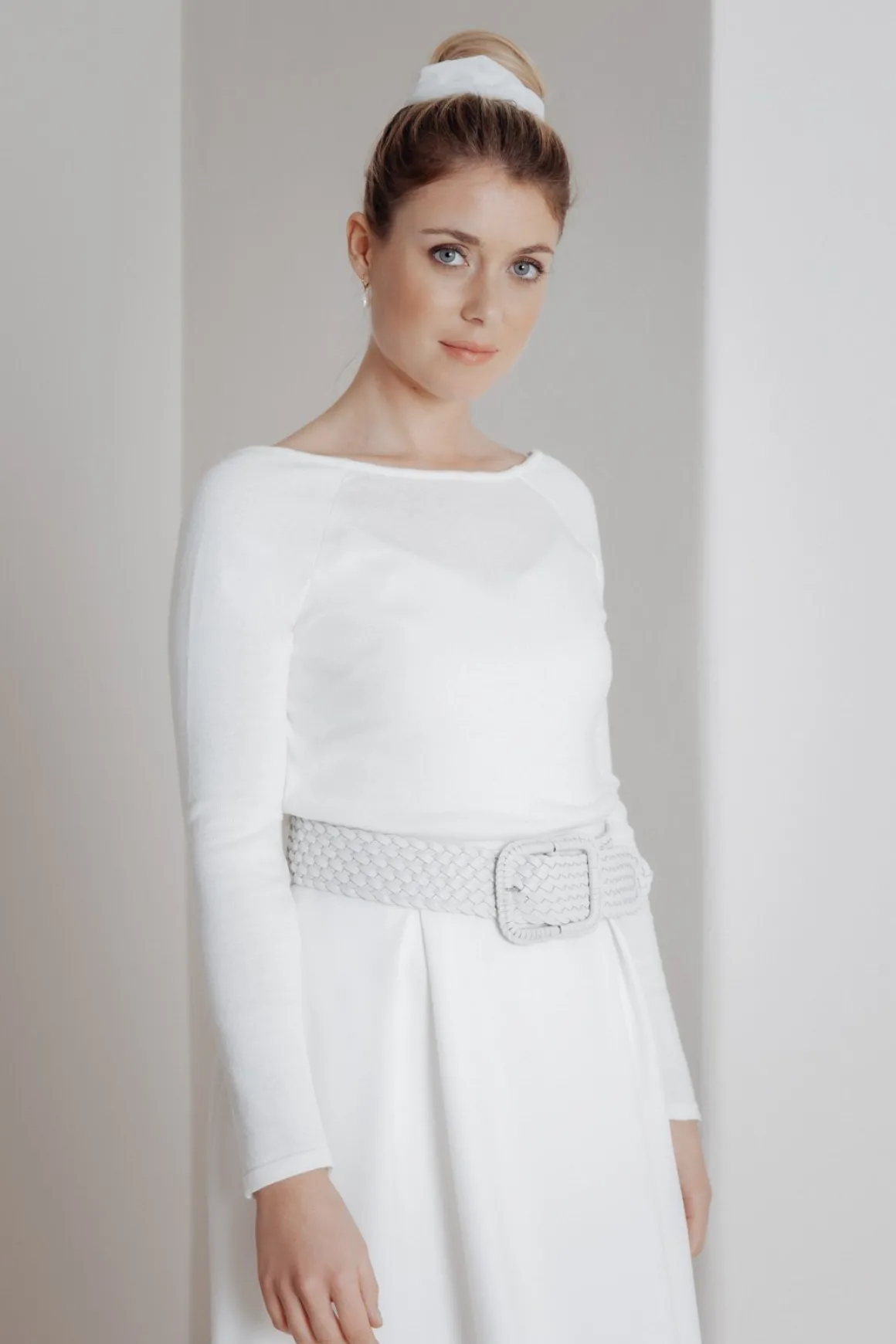 Braut Pullover aus Feinstrick mit V-Ausschnitt