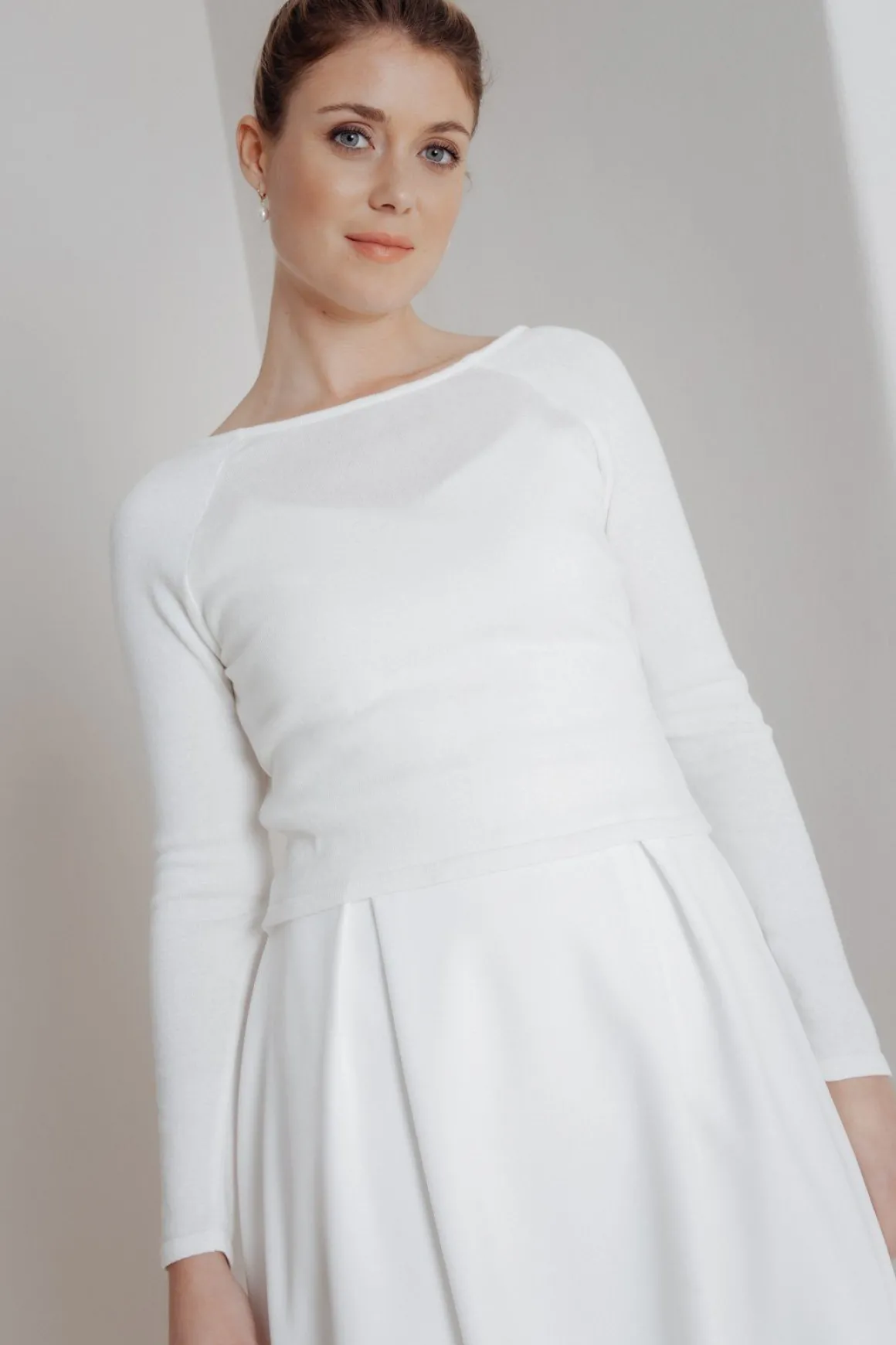 Braut Pullover aus Feinstrick mit V-Ausschnitt