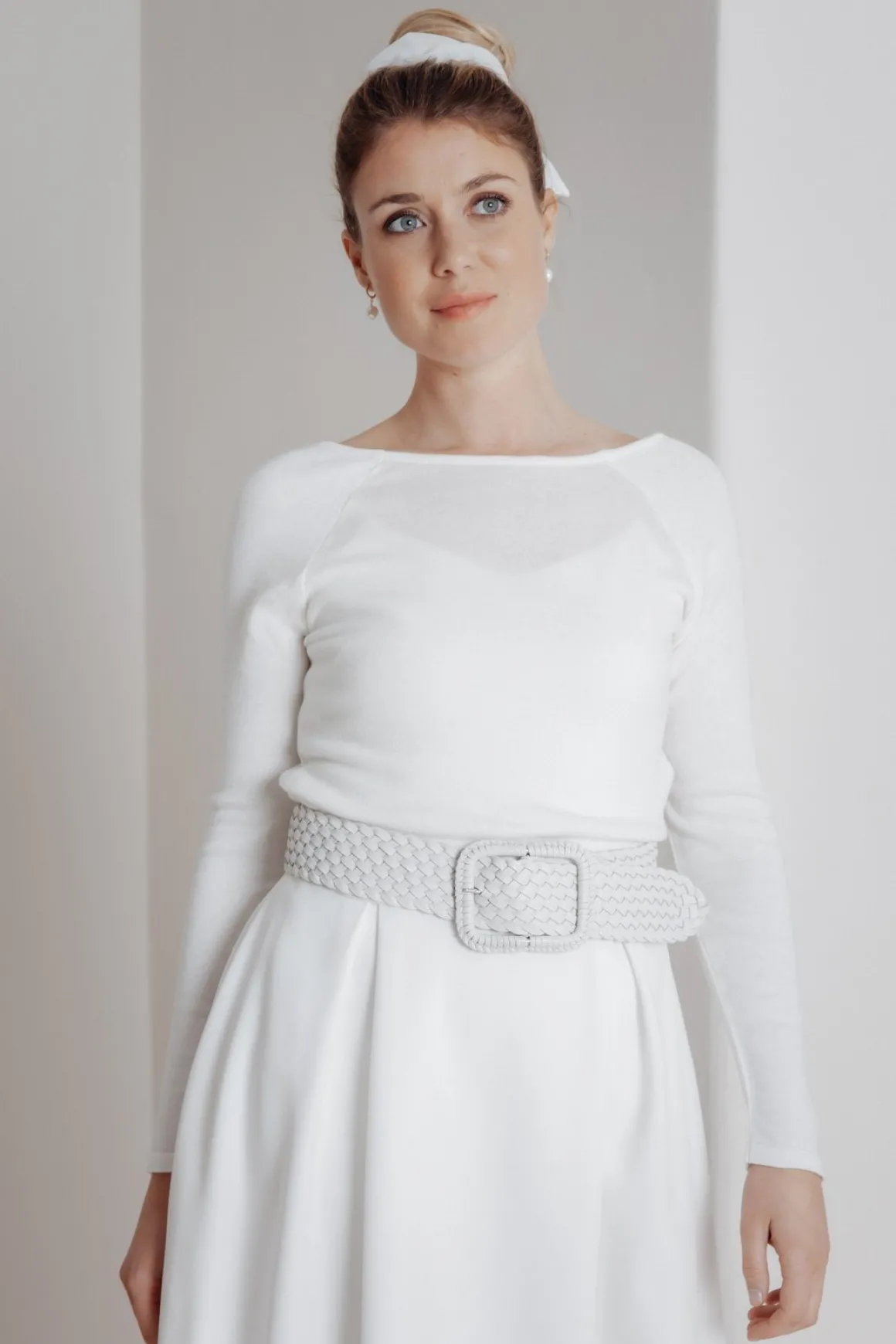 Braut Pullover aus Feinstrick mit V-Ausschnitt