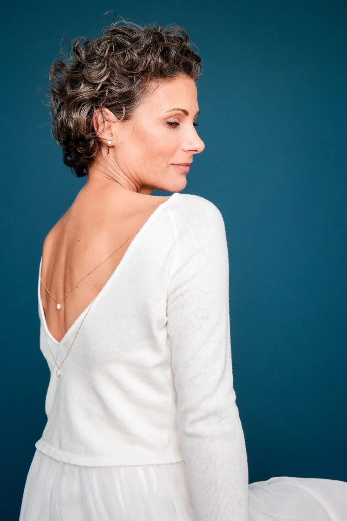 Braut Pullover aus Feinstrick mit V-Ausschnitt