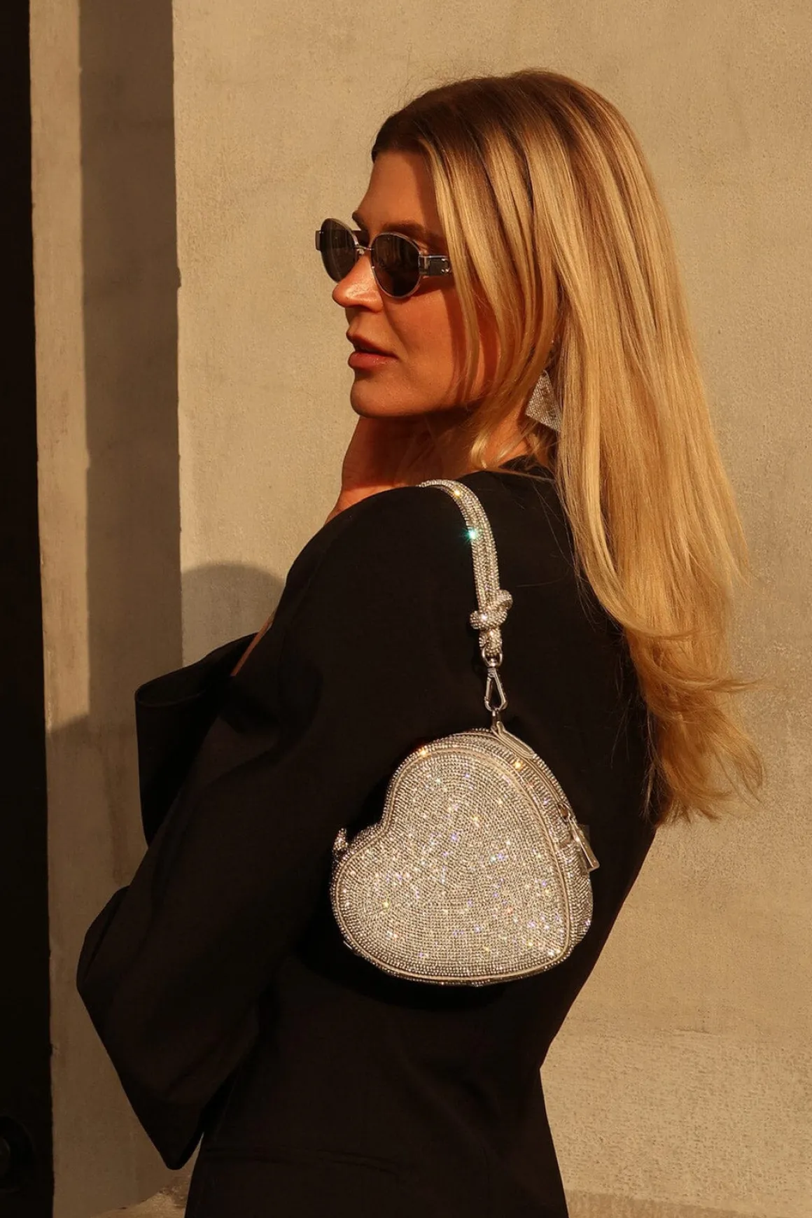 Braut Tasche in Herzform – Midi Heart Bag Crystal Silver | Weat