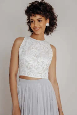 Braut Top mit Blätter-Muster und Rückenausschnitt – Emilia noni
