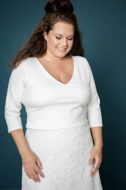 Braut Top mit V-Ausschnitt und Dreiviertelärmeln – Sheyla noni Curvy
