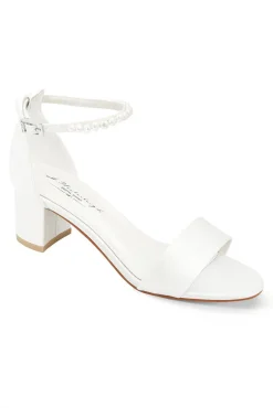 Brautsandalen mit Perlen – Beatrice Ivory Satin | G.Westerleigh