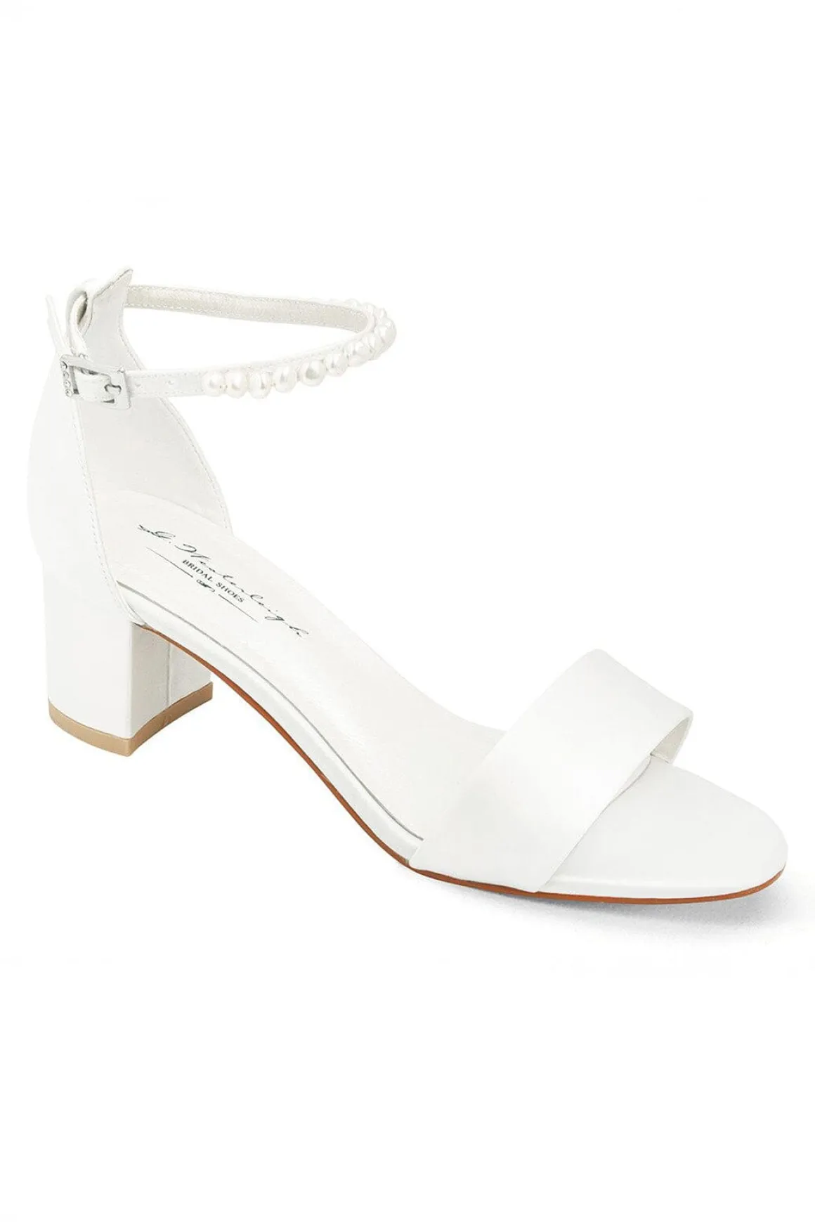 Brautsandalen mit Perlen – Beatrice Ivory Satin | G.Westerleigh