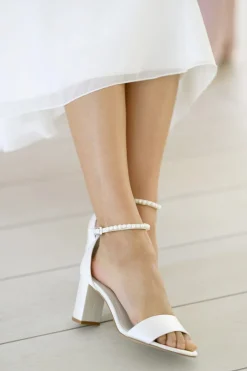 Brautschuh mit Blockabsatz – Belle Ivory Satin | G.Westerleigh