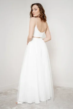 Crop Top für die Braut mit dünnen Trägern in Ivory – Corie crop noni