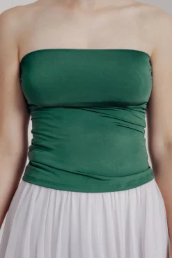 Dunkelgrünes Unterziehtop – Long Jersey Bandeau Forest Green Twobirds