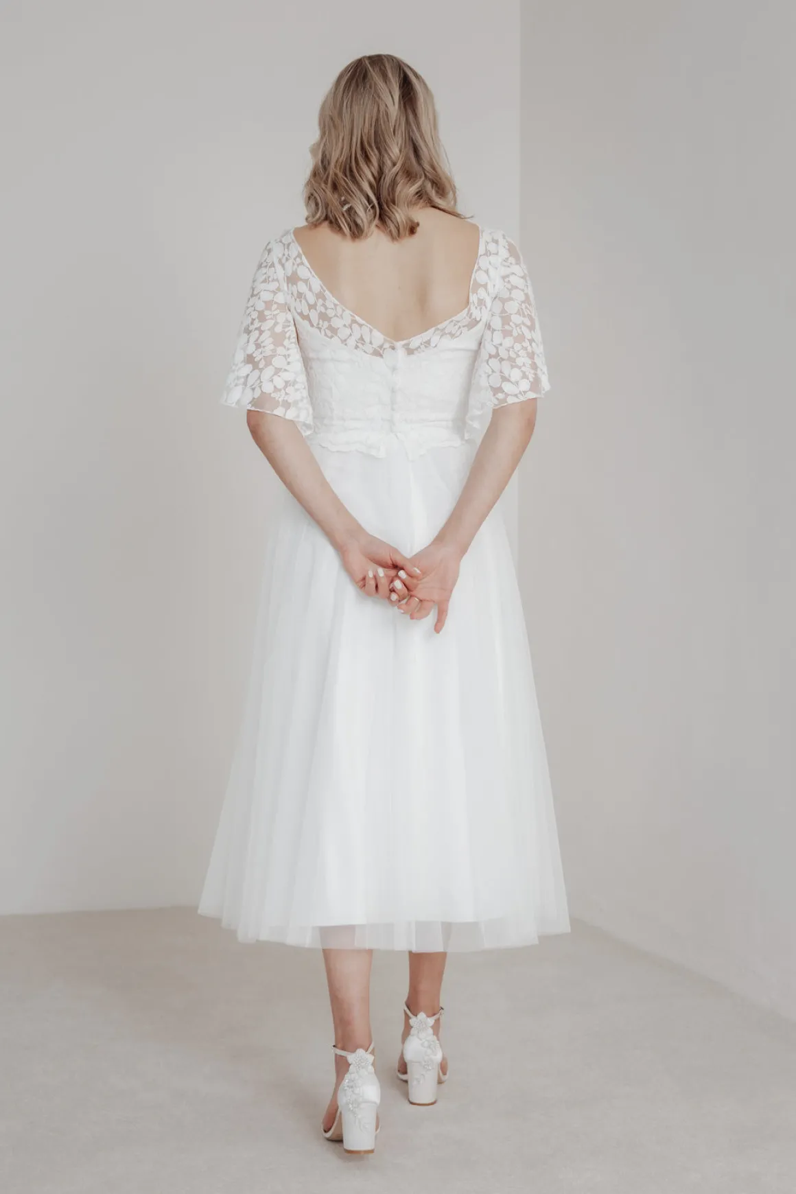 Elastischer Midi-Braut Rock in Ivory – Mailenn Eco noni