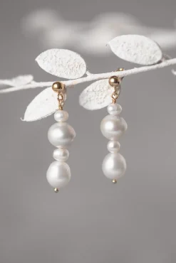 Elegante Braut Ohrringe mit Perlen Anhänger - Love Match