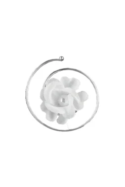 6-er Set Curlies, Haarspiralen mit Stoffblüten und Perlen