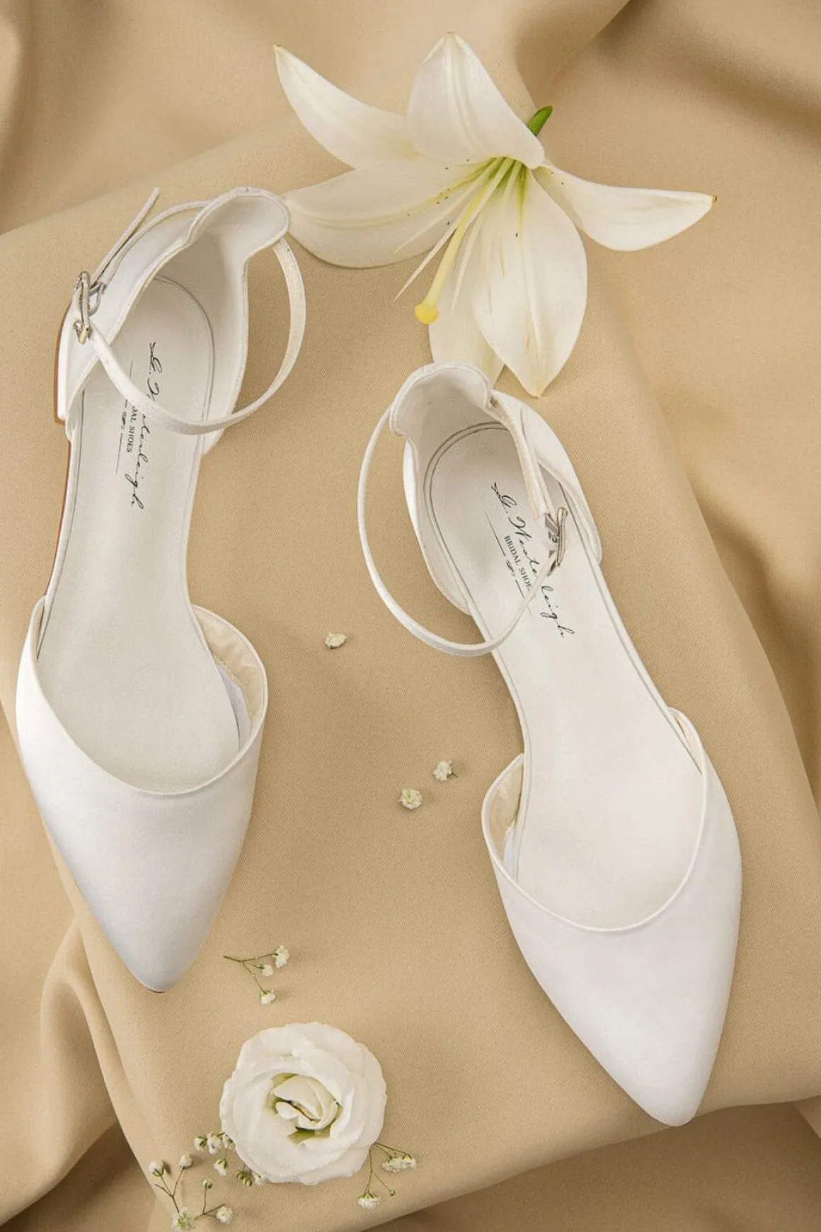 Flache Brautschuhe aus Satin – Ava Ivory Satin | G.Westerleigh