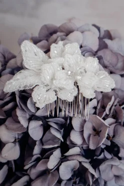 Funkelnder Braut Haarkamm in Ivory
