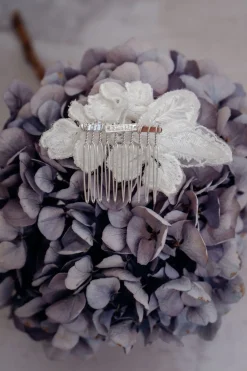 Funkelnder Braut Haarkamm in Ivory