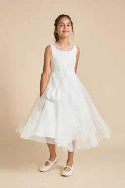 Kommunionkleid aus besticktem Tüll