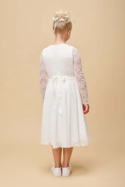 Kommunionkleid aus Chiffon mit Spitzenärmeln