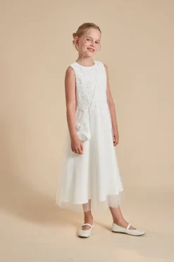 Kommunionkleid mit Tüll und Boho-Spitze