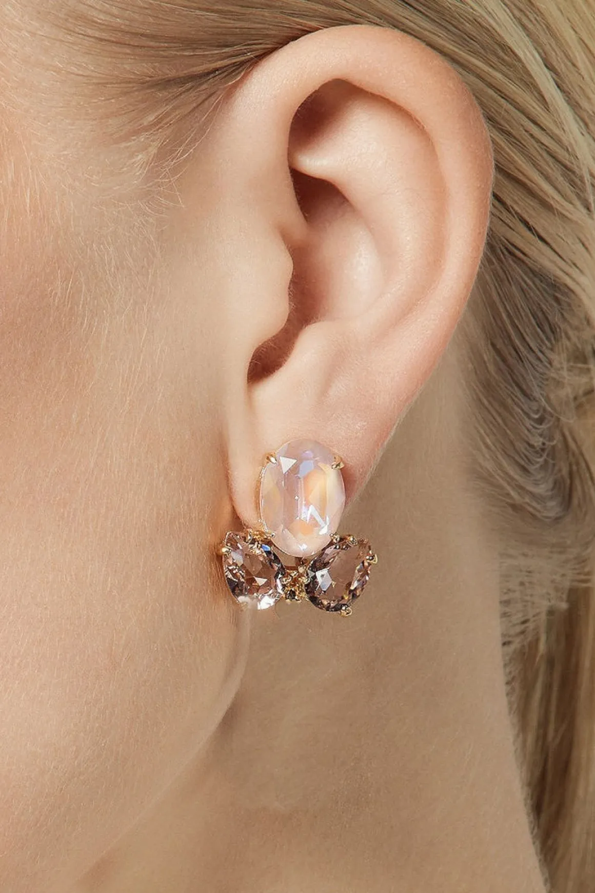 Kristall-Ohrringe in Blush
