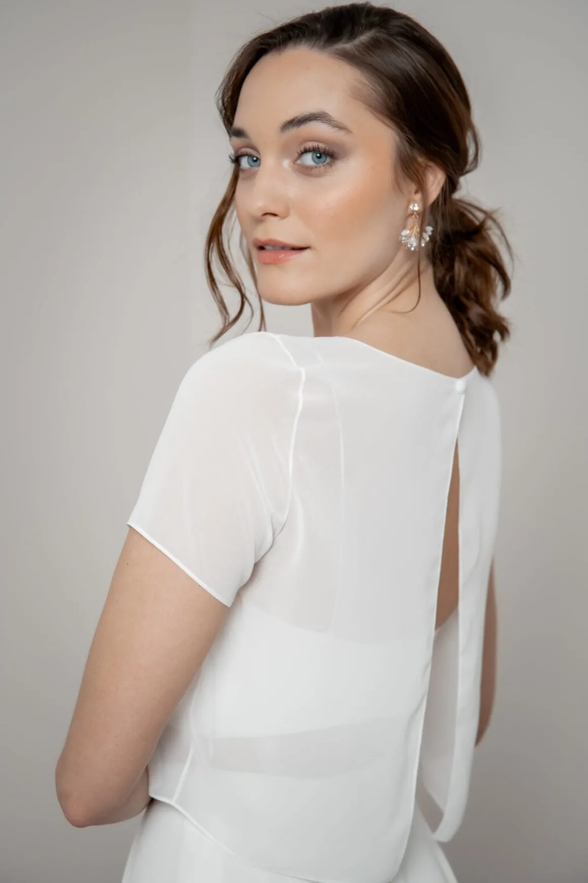 Kurzarm-Braut Top aus Chiffon – Lani noni