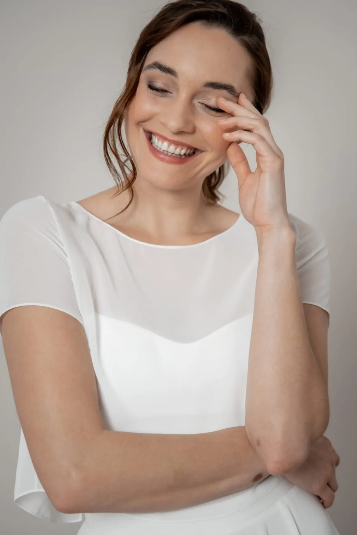 Kurzarm-Braut Top aus Chiffon – Lani noni