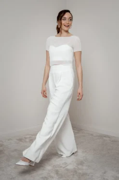 Kurzarm-Braut Top aus Chiffon – Lani noni