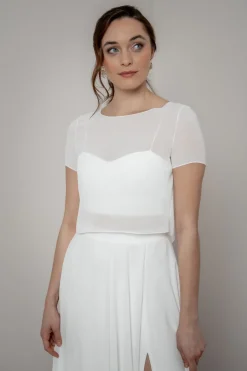 Kurzarm-Braut Top aus Chiffon – Lani noni