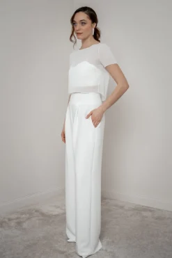 Kurzarm-Braut Top aus Chiffon – Lani noni