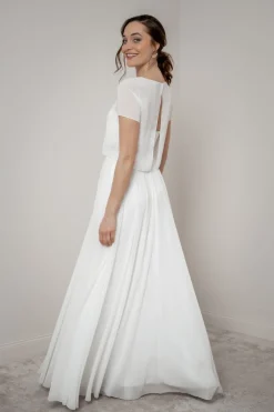 Kurzarm-Braut Top aus Chiffon – Lani noni