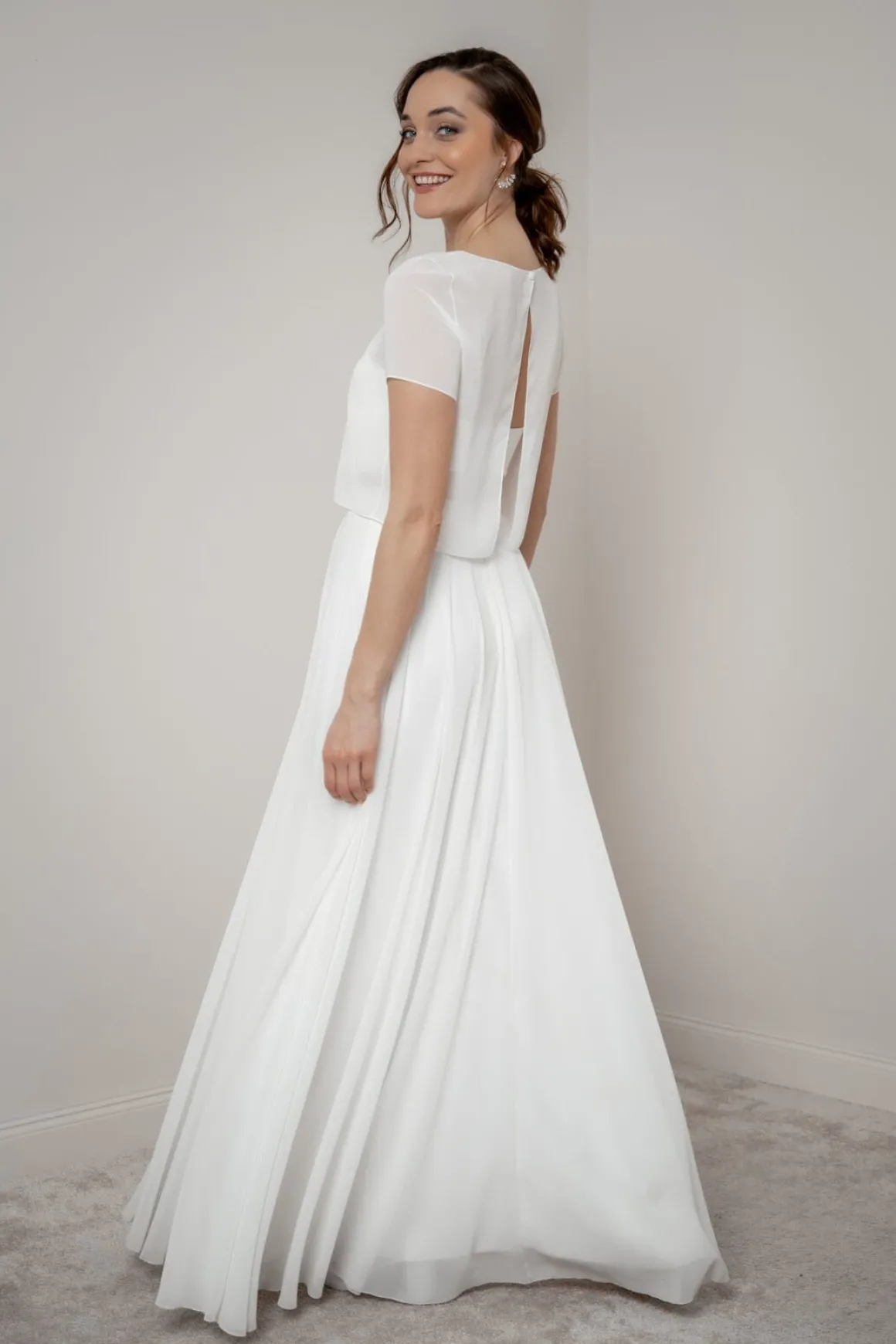 Kurzarm-Braut Top aus Chiffon – Lani noni