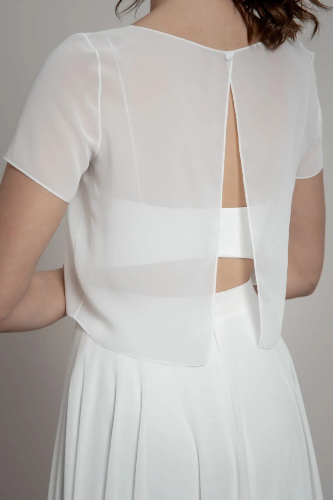 Kurzarm-Braut Top aus Chiffon – Lani noni