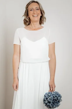 Kurzarm-Braut Top aus Chiffon – Lani noni