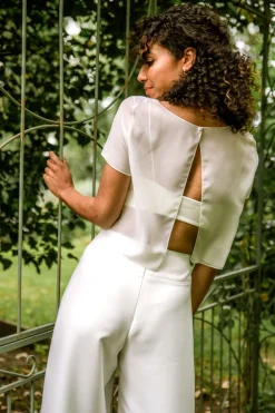 Kurzarm-Braut Top aus Chiffon – Lani noni