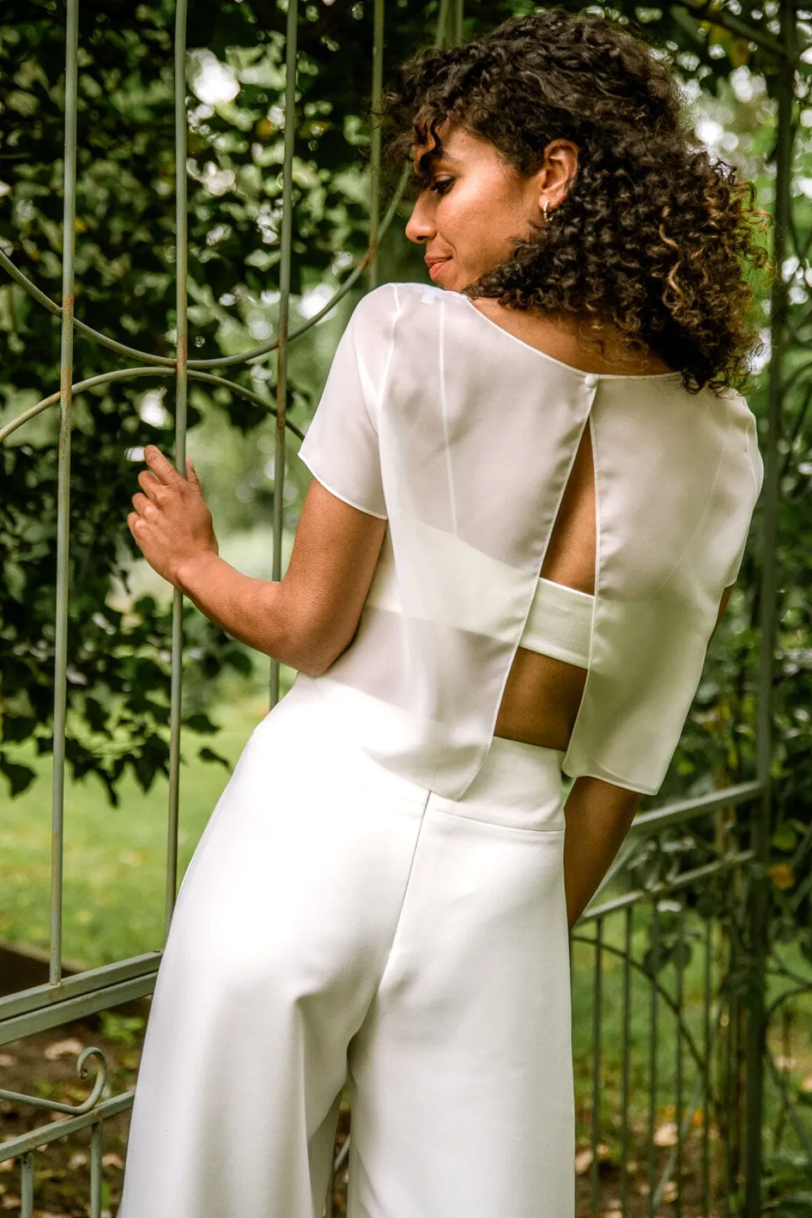 Kurzarm-Braut Top aus Chiffon – Lani noni