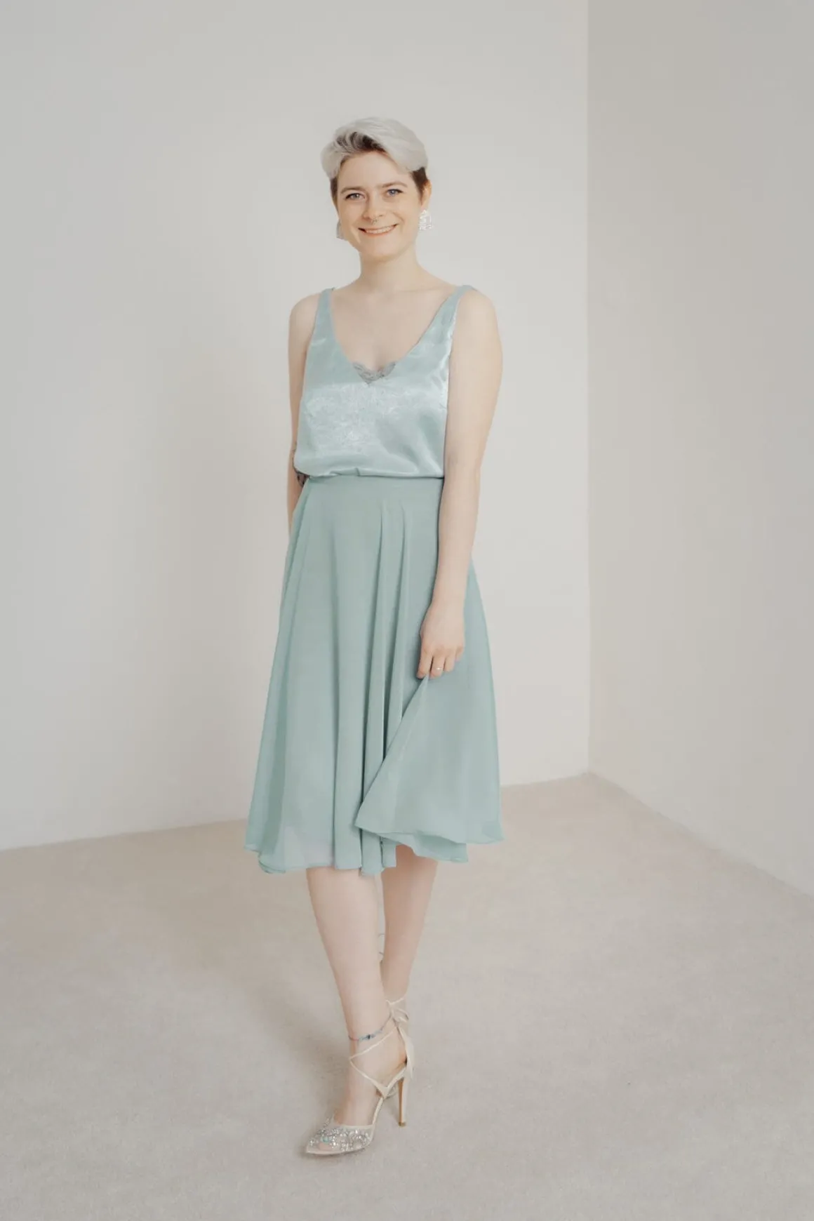 Kurzer Chiffonrock – Tulpa Mint Sanna Lindström