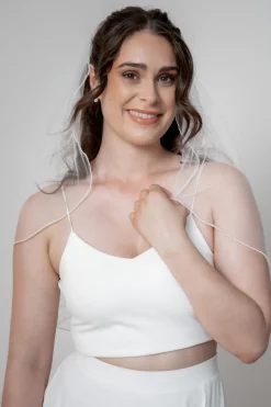Kurzer Tüllschleier in Ivory