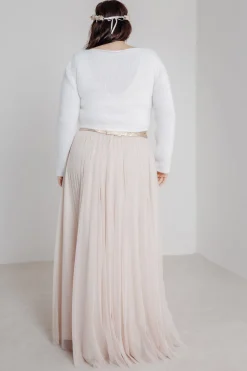 Langer Braut Rock aus fließendem Softtüll in Blush – India noni Curvy