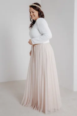 Langer Braut Rock aus fließendem Softtüll in Blush – India noni Curvy