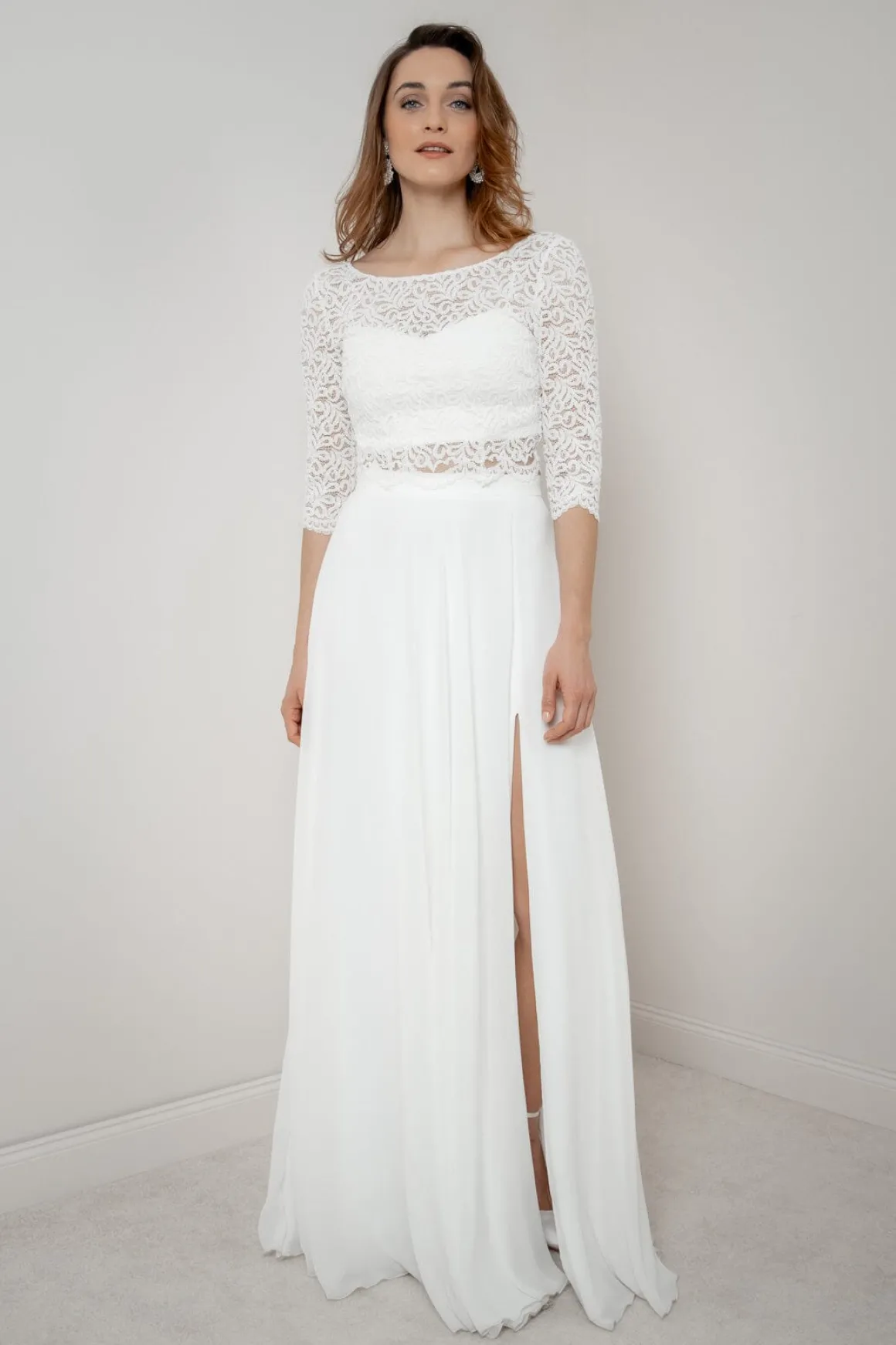Maxi-Braut Rock in Ivory mit Beinschlitz – Jona noni