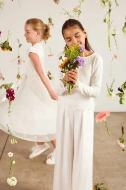Mädchenhose in Ivory aus Crepe
