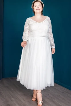 Midi-Softtüllrock in Ivory – Christy noni Curvy