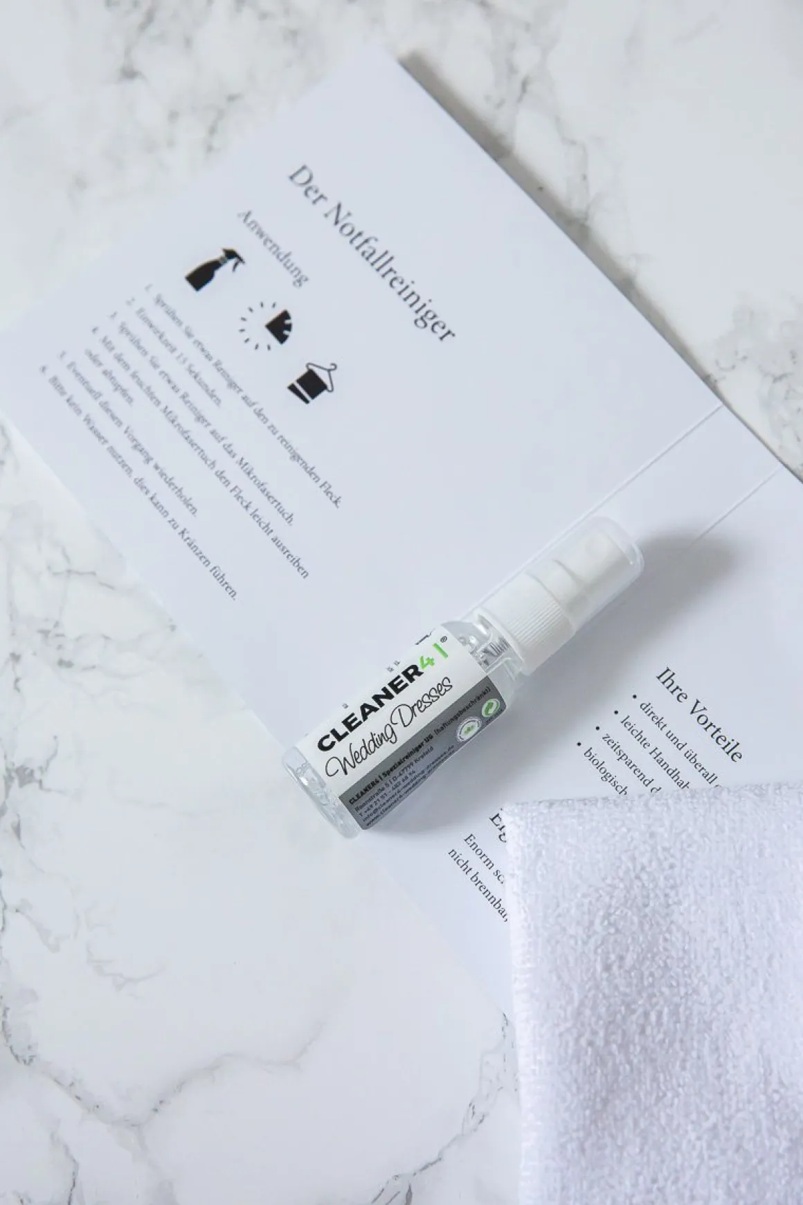 Notfall-Set gegen Flecken, Sprüh-Reiniger für das Hochzeitskleid - Cleaner 4 Wedding Dresses