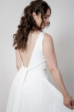 Rückenfreies Braut Top – Liza Ivory Eco noni