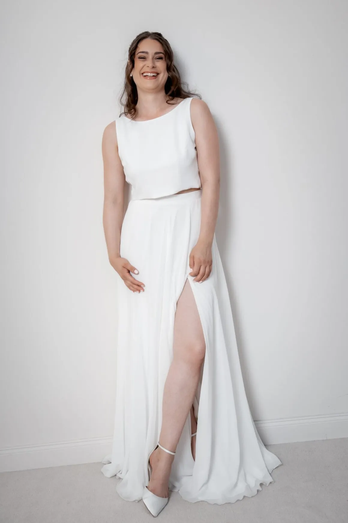 Rückenfreies Braut Top – Liza Ivory Eco noni