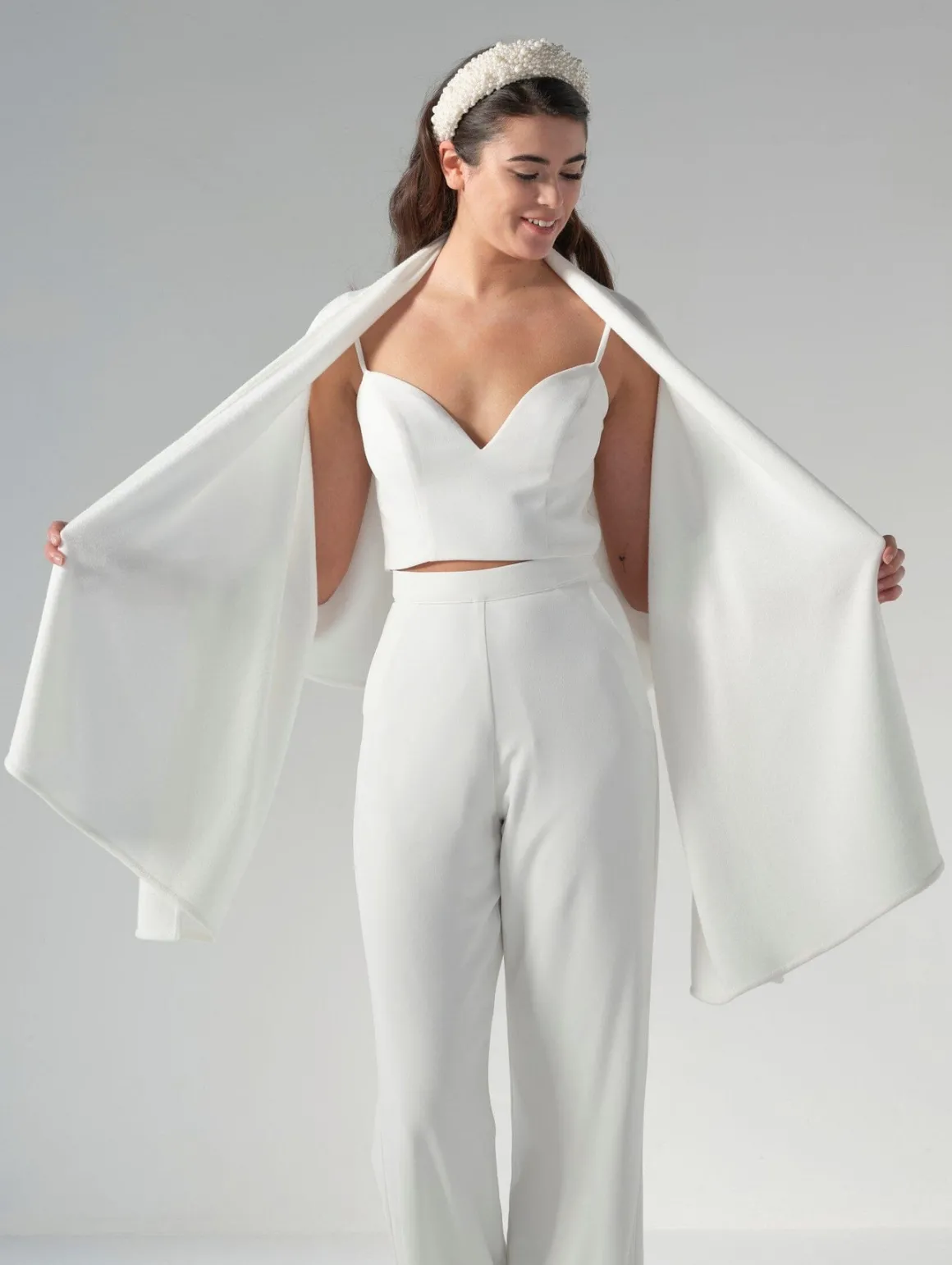 Schlichte Braut Stola in Ivory aus Strickmix